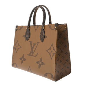 Louis Vuitton the Reverse Monogram Handbag Tote Go Brown Canvas On Giant